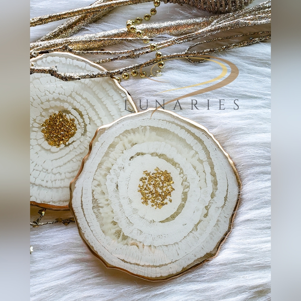 Resin Candle Accent, Large Coaster, Handmade